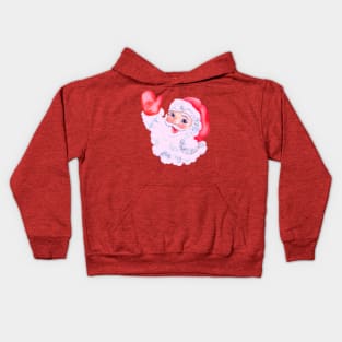 Retro Vintage Pink Santa Claus Waving Kids Hoodie